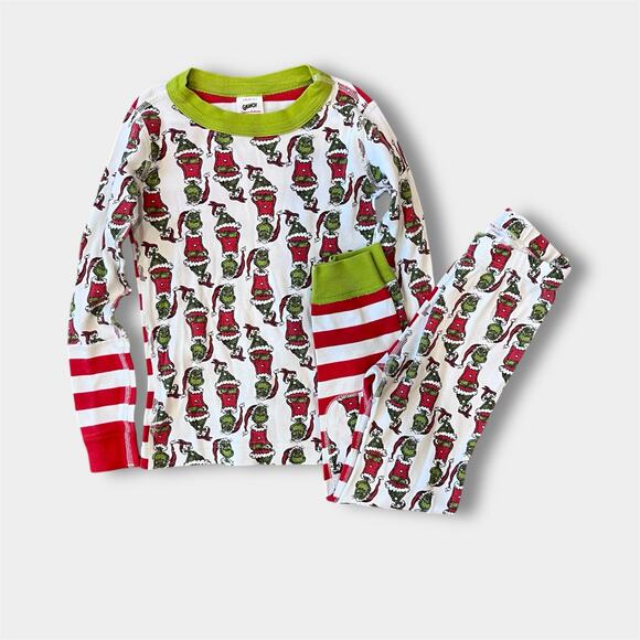 Hanna Andersson Mix It Up Grinch Long John Pajamas 110cm 5T - Picture 1 of 11